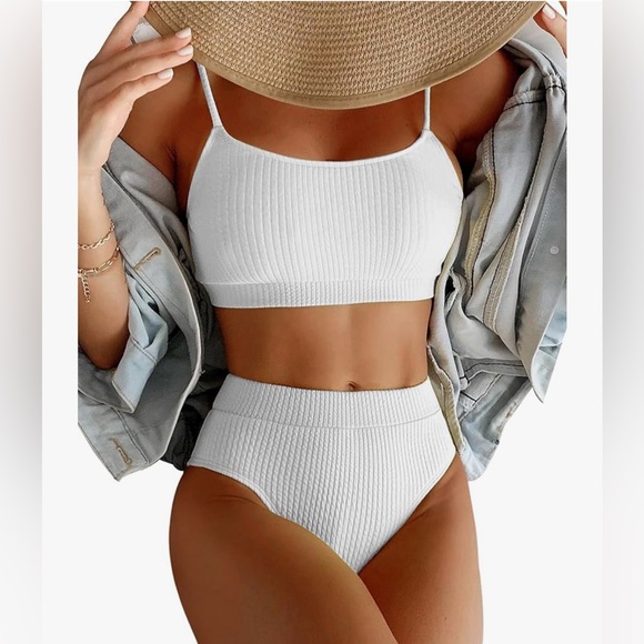Other - New White Ribbed Bikini Set